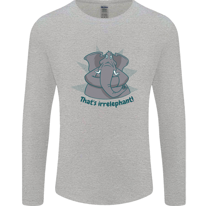 Irrelephant Funny Elephant Mens Long Sleeve T-Shirt Sports Grey