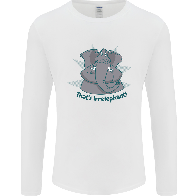 Irrelephant Funny Elephant Mens Long Sleeve T-Shirt White