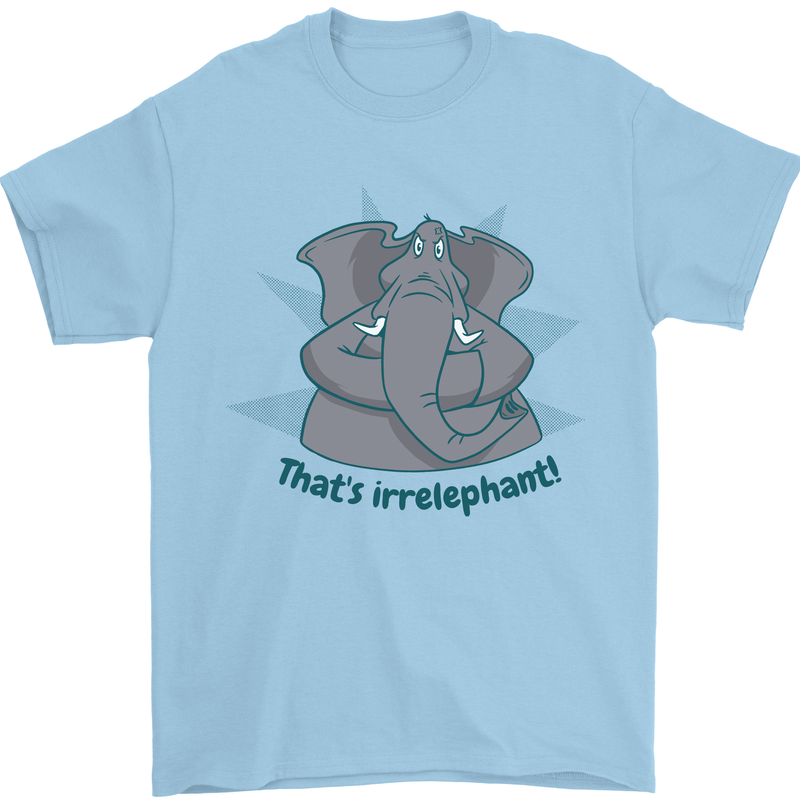 Irrelephant Funny Elephant Mens T-Shirt 100% Cotton Light Blue