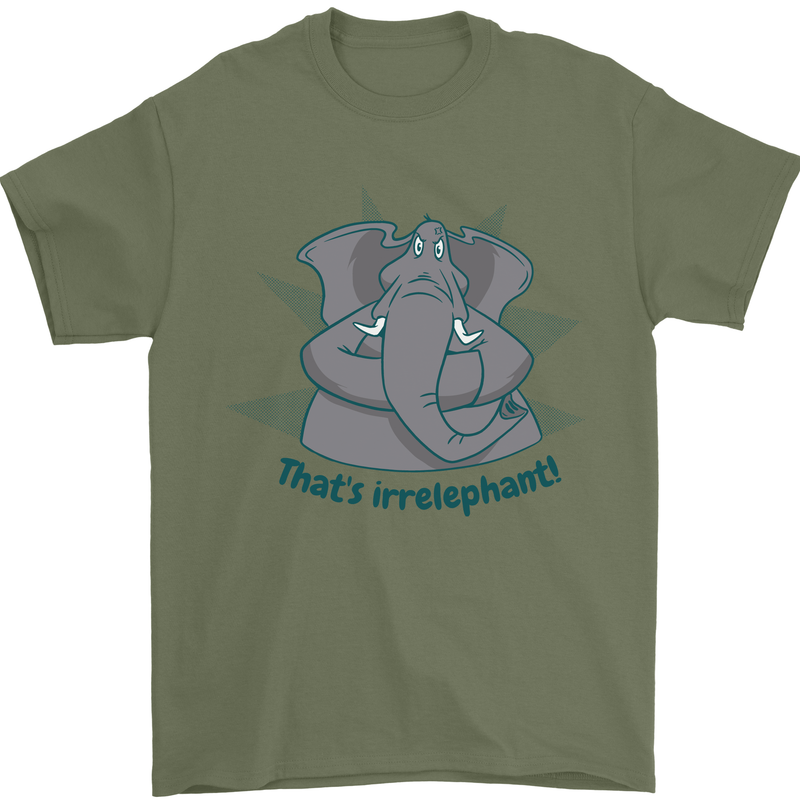 Irrelephant Funny Elephant Mens T-Shirt 100% Cotton Military Green