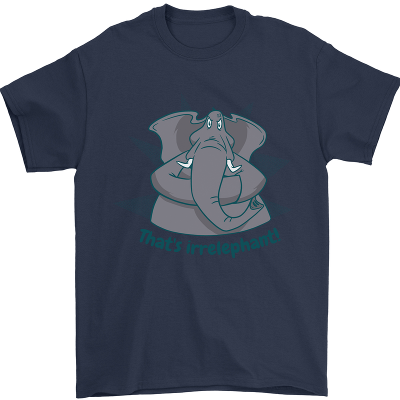 Irrelephant Funny Elephant Mens T-Shirt 100% Cotton Navy Blue