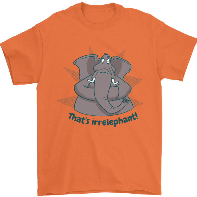 Irrelephant Funny Elephant Mens T-Shirt 100% Cotton Orange