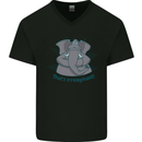 Irrelephant Funny Elephant Mens V-Neck Cotton T-Shirt Black
