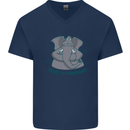 Irrelephant Funny Elephant Mens V-Neck Cotton T-Shirt Navy Blue