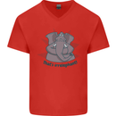 Irrelephant Funny Elephant Mens V-Neck Cotton T-Shirt Red