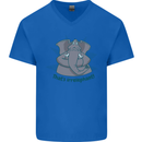 Irrelephant Funny Elephant Mens V-Neck Cotton T-Shirt Royal Blue