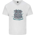Irrelephant Funny Elephant Mens V-Neck Cotton T-Shirt White