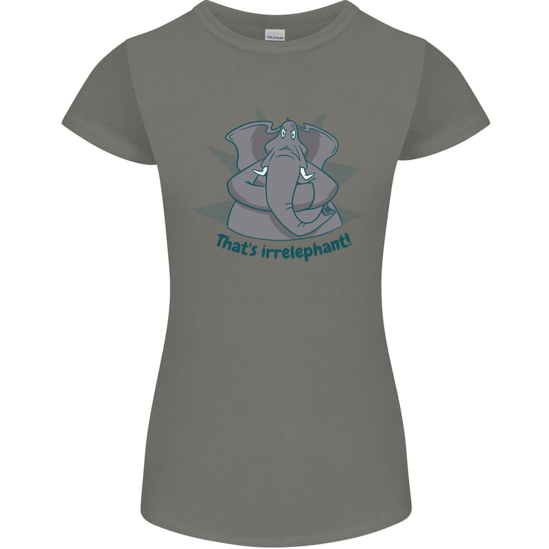 Irrelephant Funny Elephant Womens Petite Cut T-Shirt Charcoal