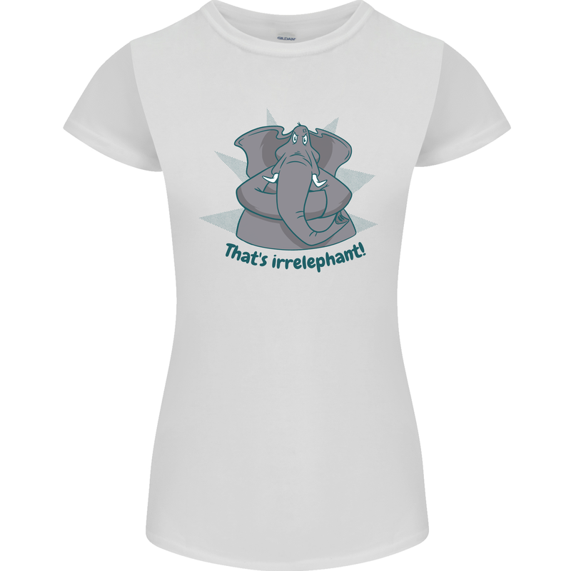 Irrelephant Funny Elephant Womens Petite Cut T-Shirt White