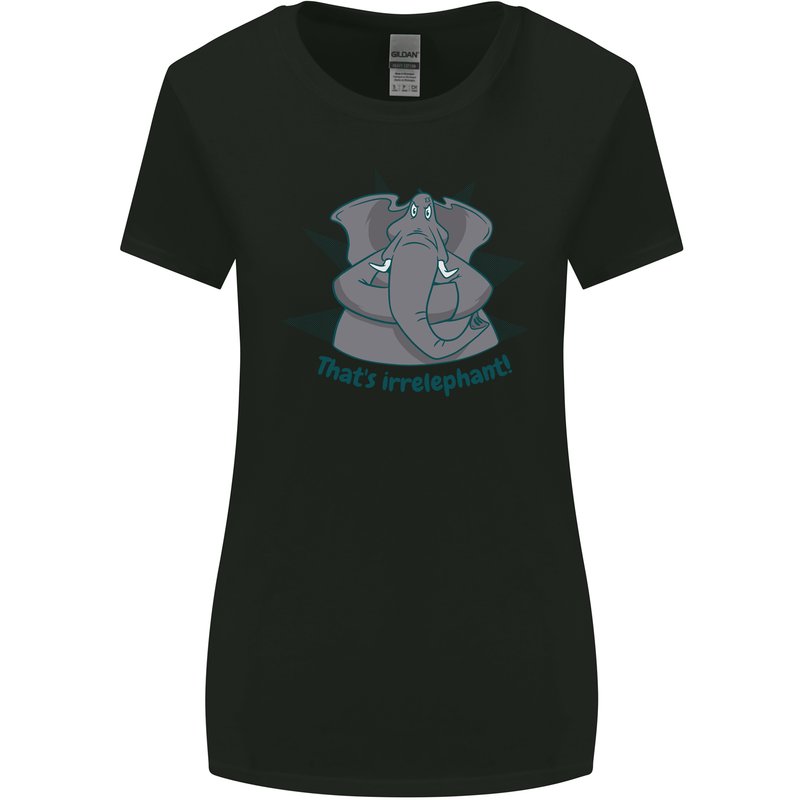 Irrelephant Funny Elephant Womens Wider Cut T-Shirt Black