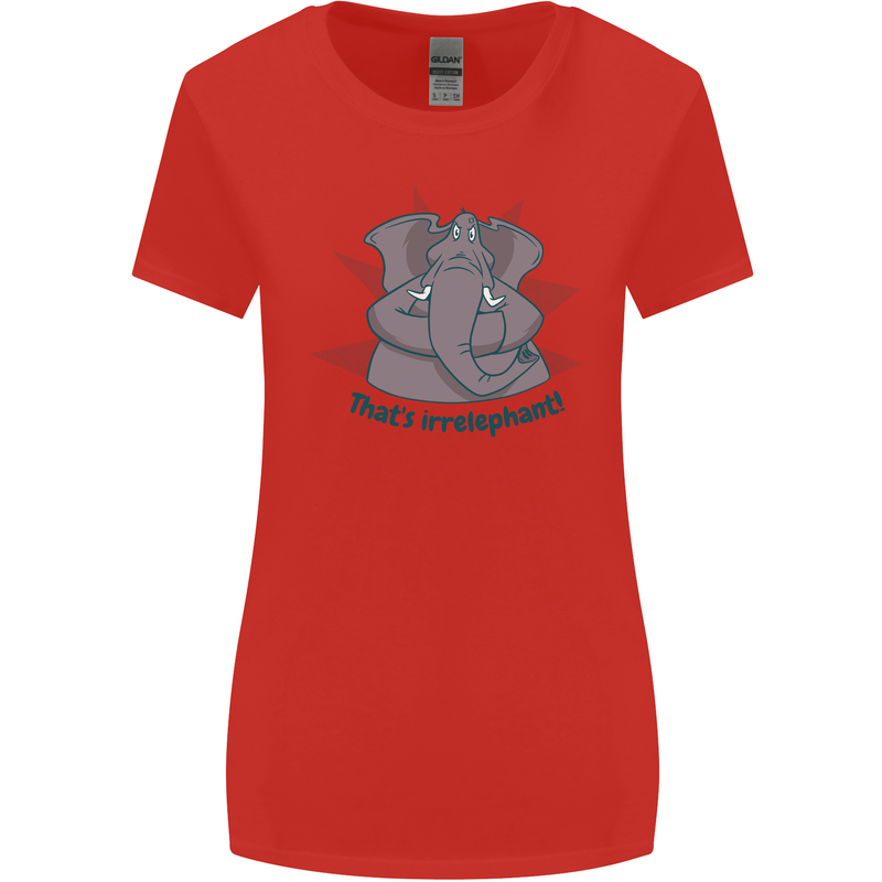 Irrelephant Funny Elephant Womens Wider Cut T-Shirt Red
