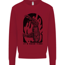 It's Beer Time Skeleton Hand Skull Kids Sweatshirt Jumper Red