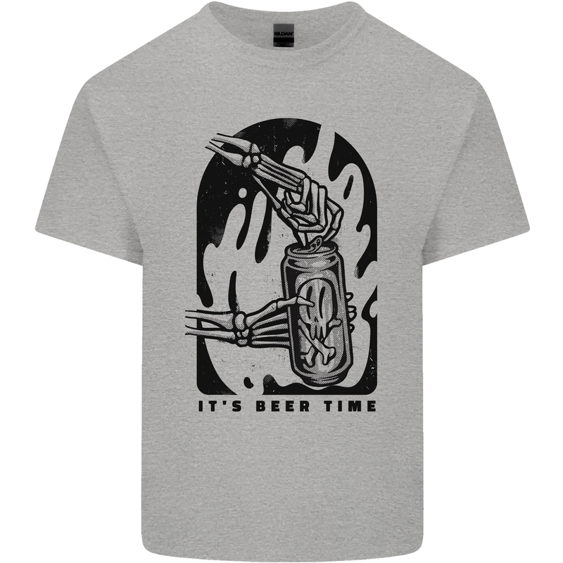 It's Beer Time Skeleton Hand Skull Kids T-Shirt Childrens Sports Grey