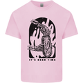 It's Beer Time Skeleton Hand Skull Mens Cotton T-Shirt Tee Top Light Pink