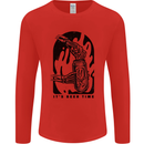 It's Beer Time Skeleton Hand Skull Mens Long Sleeve T-Shirt Red