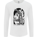 It's Beer Time Skeleton Hand Skull Mens Long Sleeve T-Shirt White