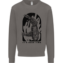 It's Beer Time Skeleton Hand Skull Mens Sweatshirt Jumper Charcoal
