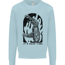 It's Beer Time Skeleton Hand Skull Mens Sweatshirt Jumper Light Blue