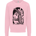 It's Beer Time Skeleton Hand Skull Mens Sweatshirt Jumper Light Pink
