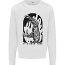 It's Beer Time Skeleton Hand Skull Mens Sweatshirt Jumper White