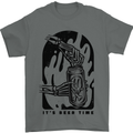 It's Beer Time Skeleton Hand Skull Mens T-Shirt 100% Cotton Charcoal