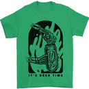 It's Beer Time Skeleton Hand Skull Mens T-Shirt 100% Cotton Irish Green