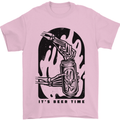 It's Beer Time Skeleton Hand Skull Mens T-Shirt 100% Cotton Light Pink