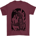 It's Beer Time Skeleton Hand Skull Mens T-Shirt 100% Cotton Maroon