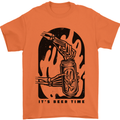 It's Beer Time Skeleton Hand Skull Mens T-Shirt 100% Cotton Orange