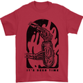 It's Beer Time Skeleton Hand Skull Mens T-Shirt 100% Cotton Red
