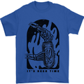 It's Beer Time Skeleton Hand Skull Mens T-Shirt 100% Cotton Royal Blue