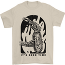 It's Beer Time Skeleton Hand Skull Mens T-Shirt 100% Cotton Sand