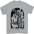 It's Beer Time Skeleton Hand Skull Mens T-Shirt 100% Cotton Sports Grey