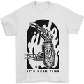 It's Beer Time Skeleton Hand Skull Mens T-Shirt 100% Cotton White