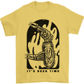 It's Beer Time Skeleton Hand Skull Mens T-Shirt 100% Cotton Yellow