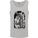 It's Beer Time Skeleton Hand Skull Mens Vest Tank Top Sports Grey
