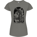 It's Beer Time Skeleton Hand Skull Womens Petite Cut T-Shirt Charcoal