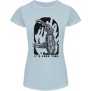 It's Beer Time Skeleton Hand Skull Womens Petite Cut T-Shirt Light Blue