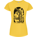 It's Beer Time Skeleton Hand Skull Womens Petite Cut T-Shirt Yellow