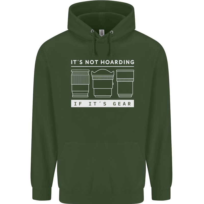 It's Not Hoarding if its Photography Photographer Childrens Kids Hoodie Forest Green