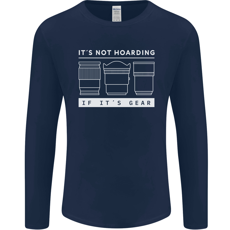 It's Not Hoarding if its Photography Photographer Mens Long Sleeve T-Shirt Navy Blue