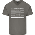 It's Not Hoarding if its Photography Photographer Mens V-Neck Cotton T-Shirt Charcoal