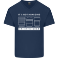 It's Not Hoarding if its Photography Photographer Mens V-Neck Cotton T-Shirt Navy Blue