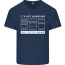 It's Not Hoarding if its Photography Photographer Mens V-Neck Cotton T-Shirt Navy Blue