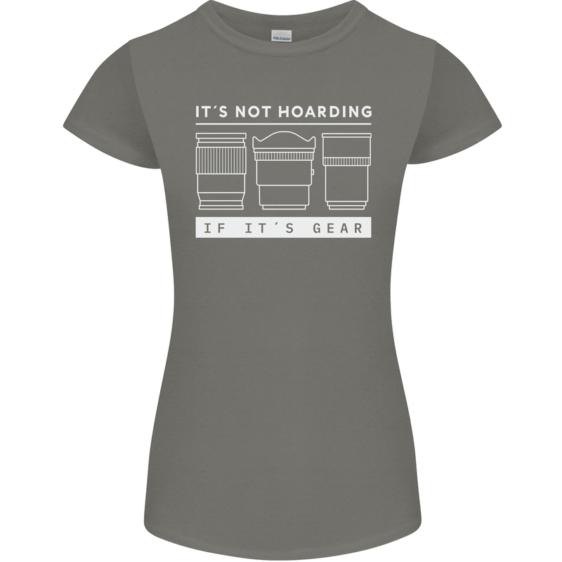 It's Not Hoarding if its Photography Photographer Womens Petite Cut T-Shirt Charcoal