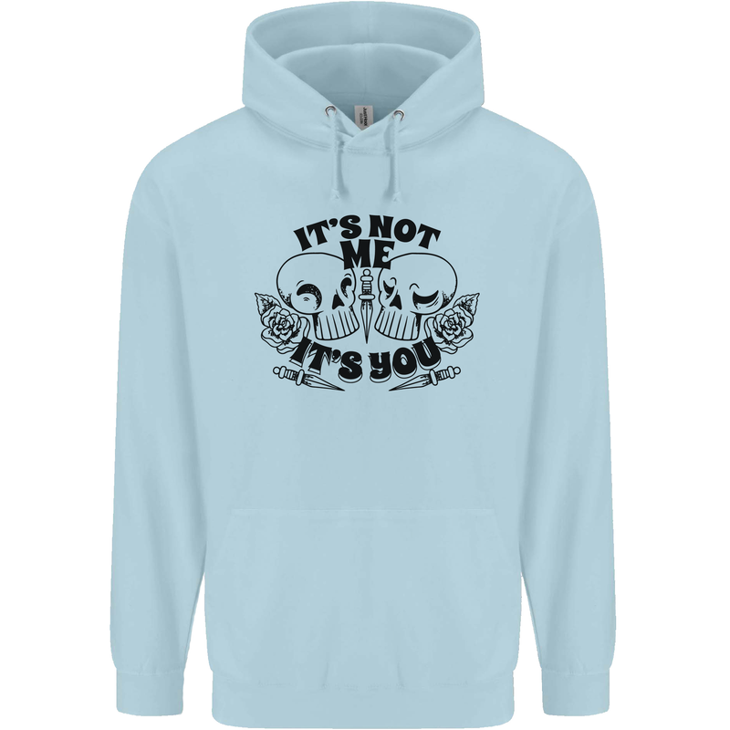 It's Not Me Anti Valentines Singles Day Skull Childrens Kids Hoodie Light Blue