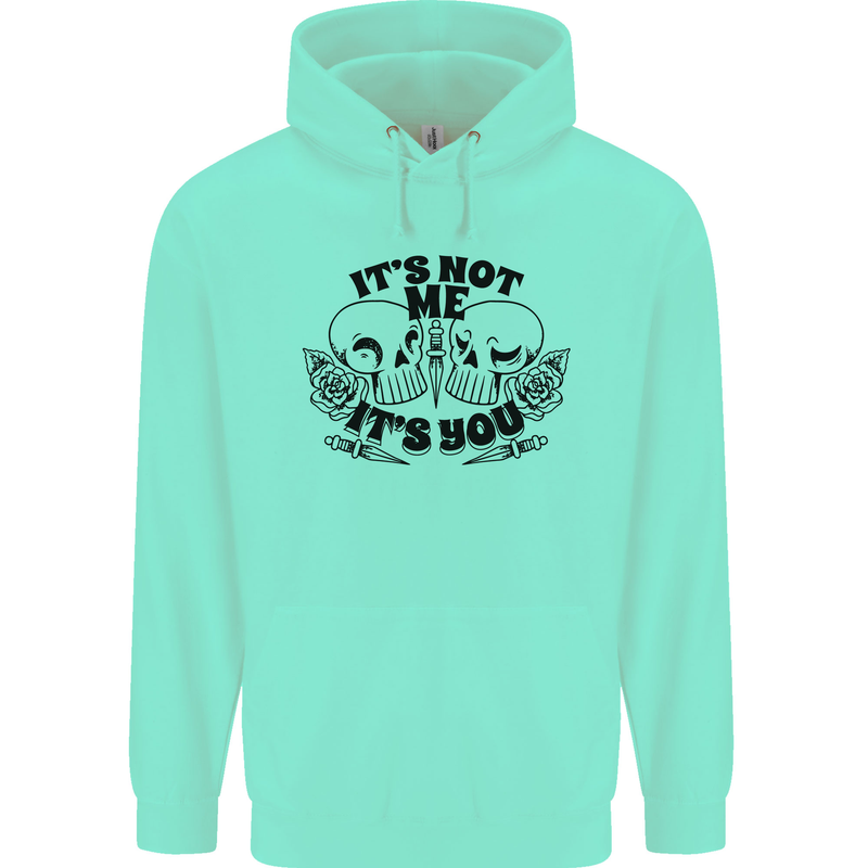 It's Not Me Anti Valentines Singles Day Skull Childrens Kids Hoodie Peppermint