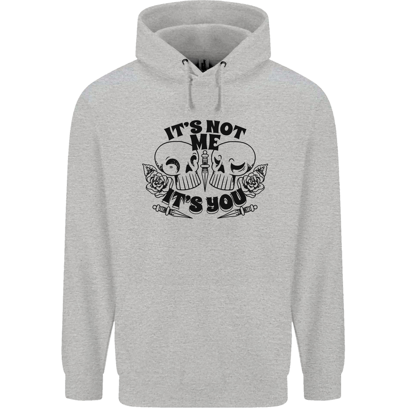 It's Not Me Anti Valentines Singles Day Skull Childrens Kids Hoodie Sports Grey