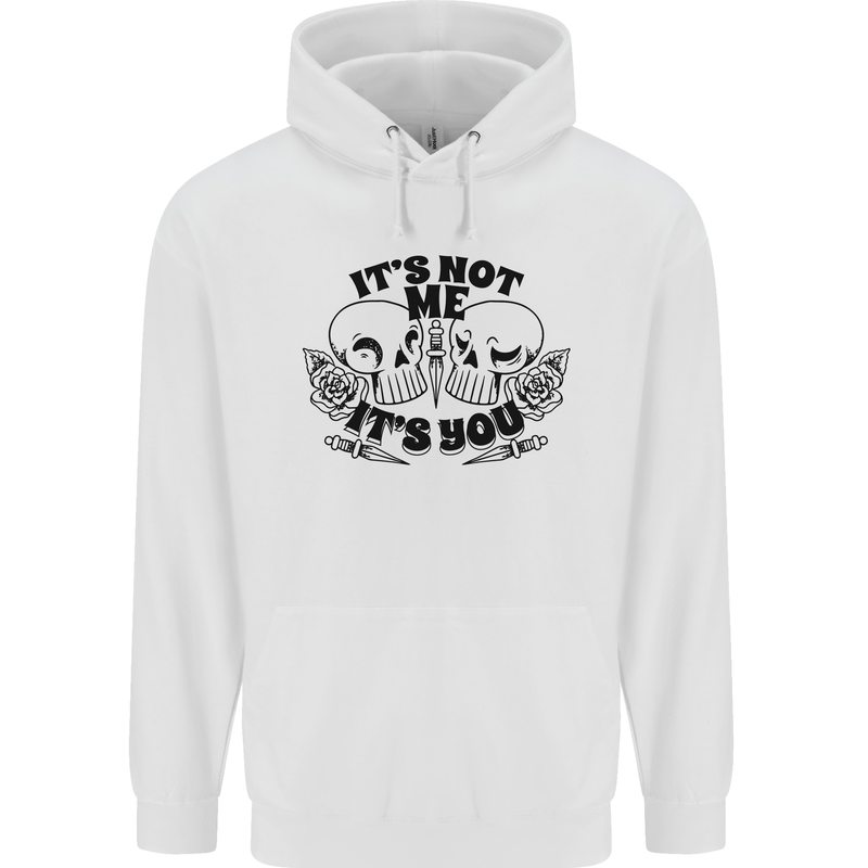 It's Not Me Anti Valentines Singles Day Skull Childrens Kids Hoodie White