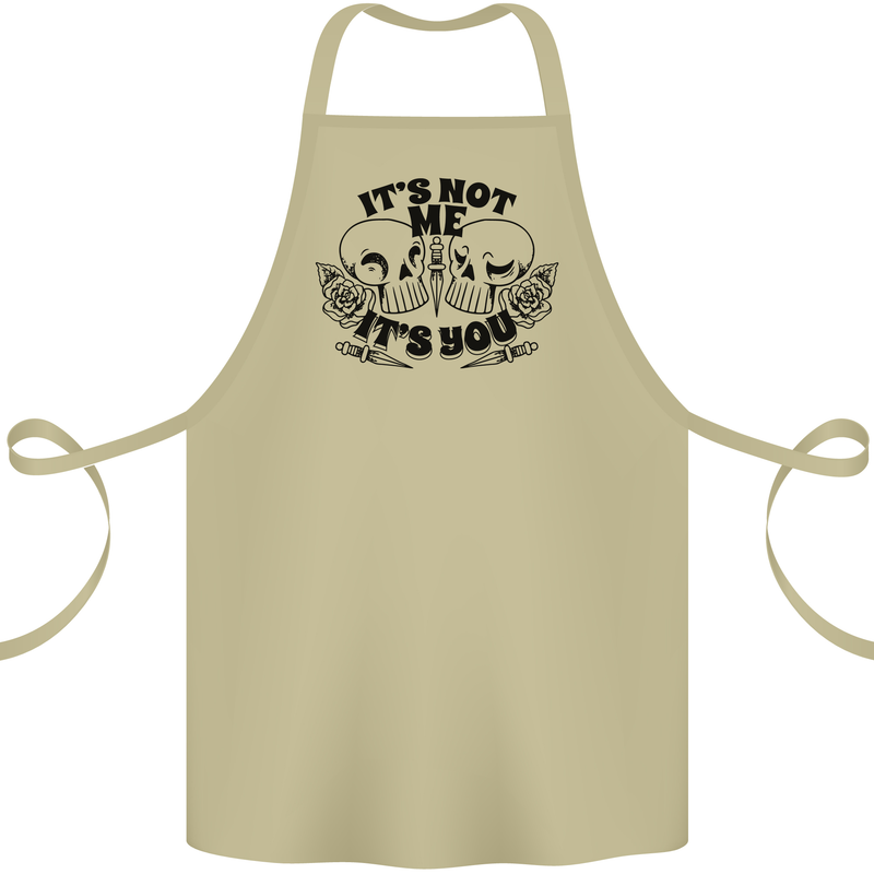 It's Not Me Anti Valentines Singles Day Skull Cotton Apron 100% Organic Khaki